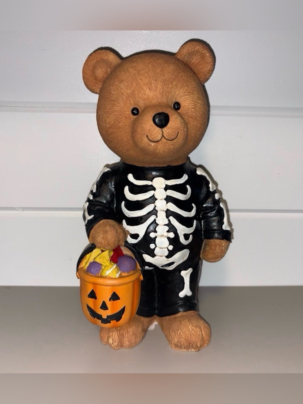 Trick or treat bear in Skeleton costume halloween decor